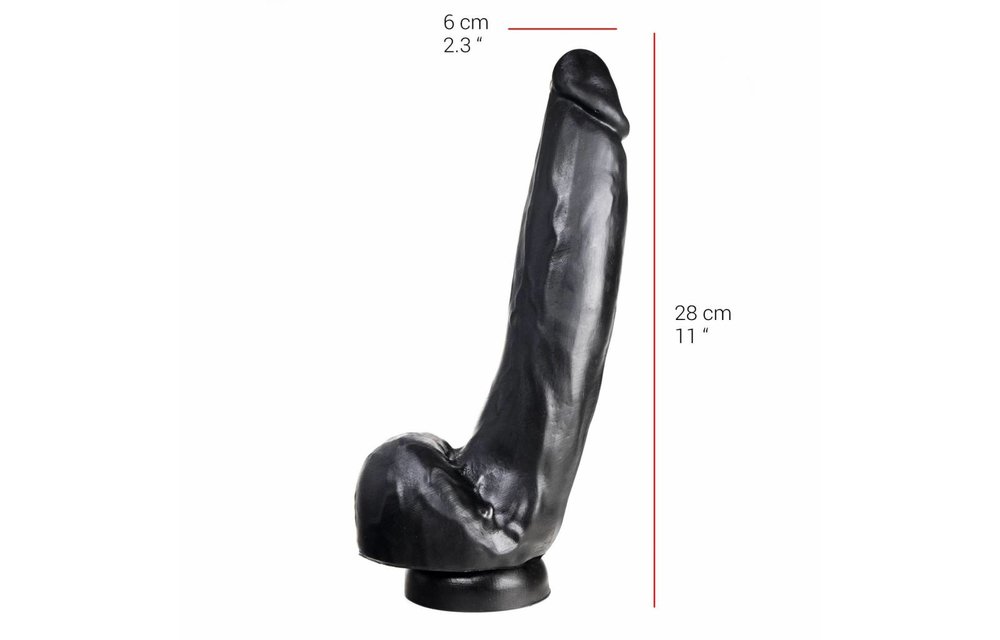 Dildo 28 cm mit Saugnapf – Hautfarben & Schwarz, sicheres PVC