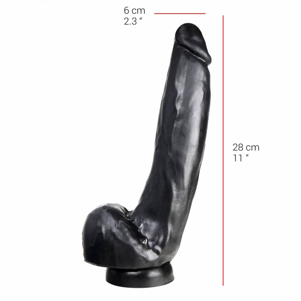 Dildo 28 cm | Suction Cup, Flesh & Black, Safe & Odourless