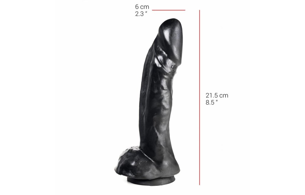 Dildo 21,5 cm met zuignap - Vlees & Zwart, PVC, veilig