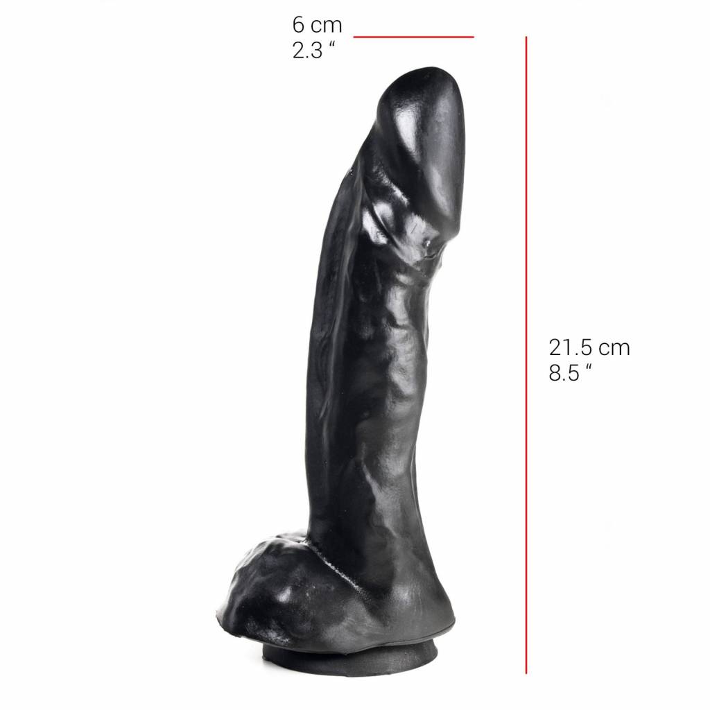 Dildo 21,5 cm met zuignap - Vlees & Zwart, PVC, veilig