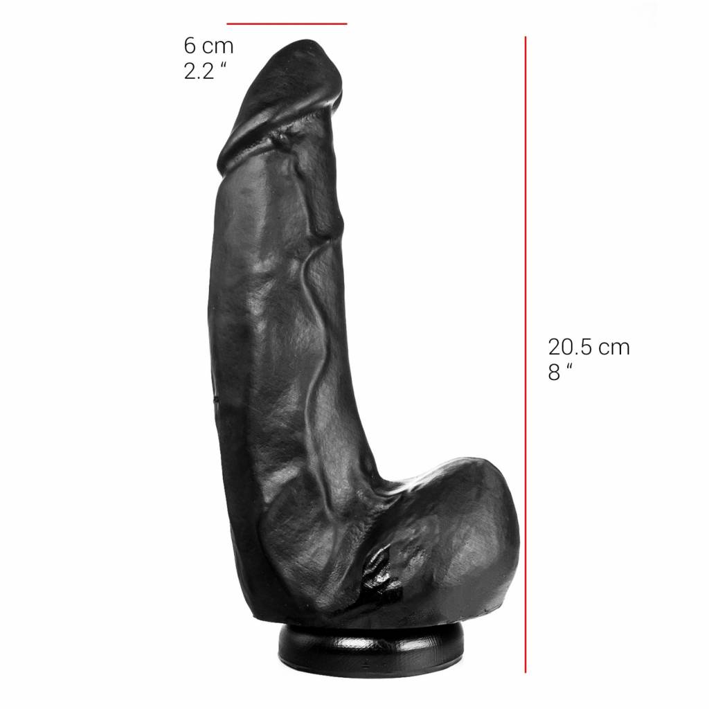 Dildo 18 cm x 6 cm with suction cup – black & flesh colour