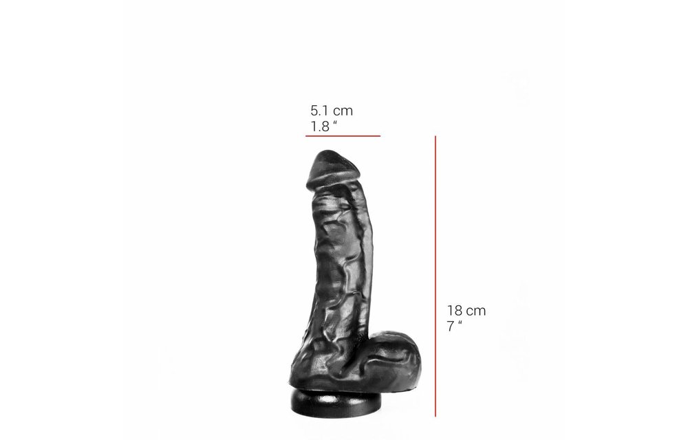 Dildo 18 cm | Suction Cup, Flesh & Black, PVC & Safe