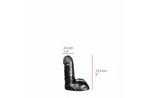 Dildo 12,5 cm - Vlees & Zwart, PVC, Reukloos & Veilig