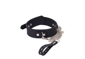 Deluxe Collar made of silky silicone with silver chain