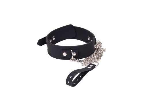 Deluxe Halsband van Zijdeachtig Siliconen met Zilveren Ketting