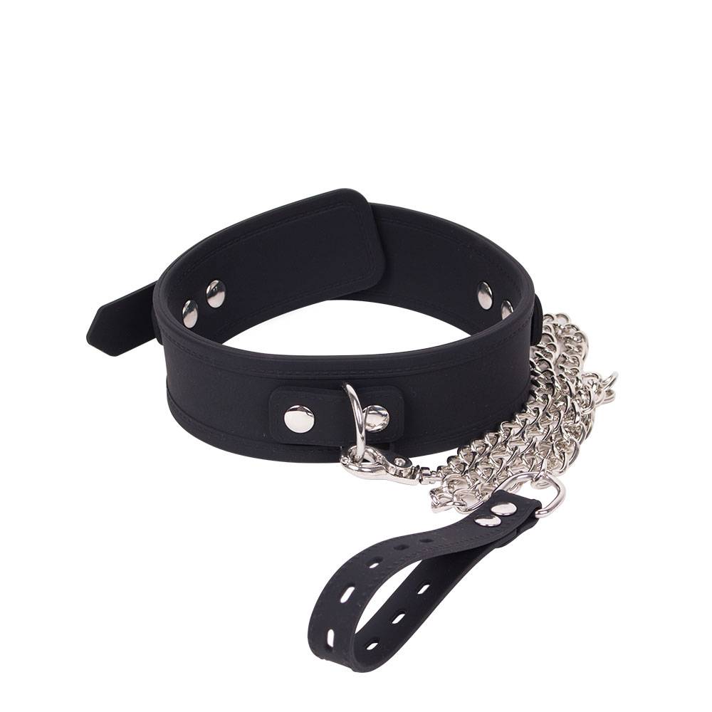 Deluxe Collar made of silky silicone with silver chain