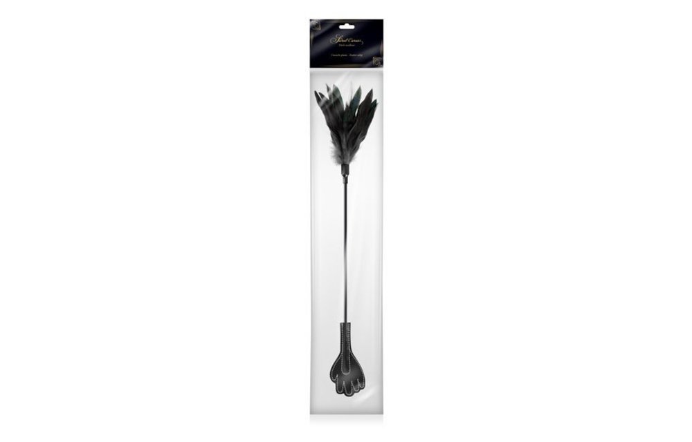 Cravache Black with Black Feathers - Sweet Caress Whip Pen