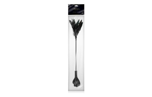 Cravache Black with Black Feathers - Sweet Caress Whip Pen
