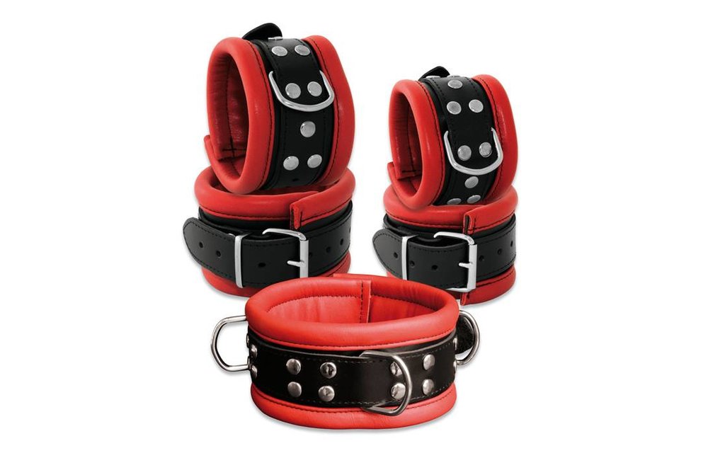 Fußfesseln 6,5 cm Rot – Robust & bequem aus Leder