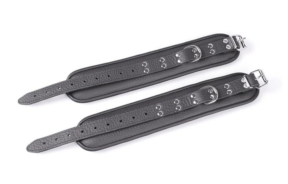 Professional Black Ankle Cuffs 7 cm with Silver Studs