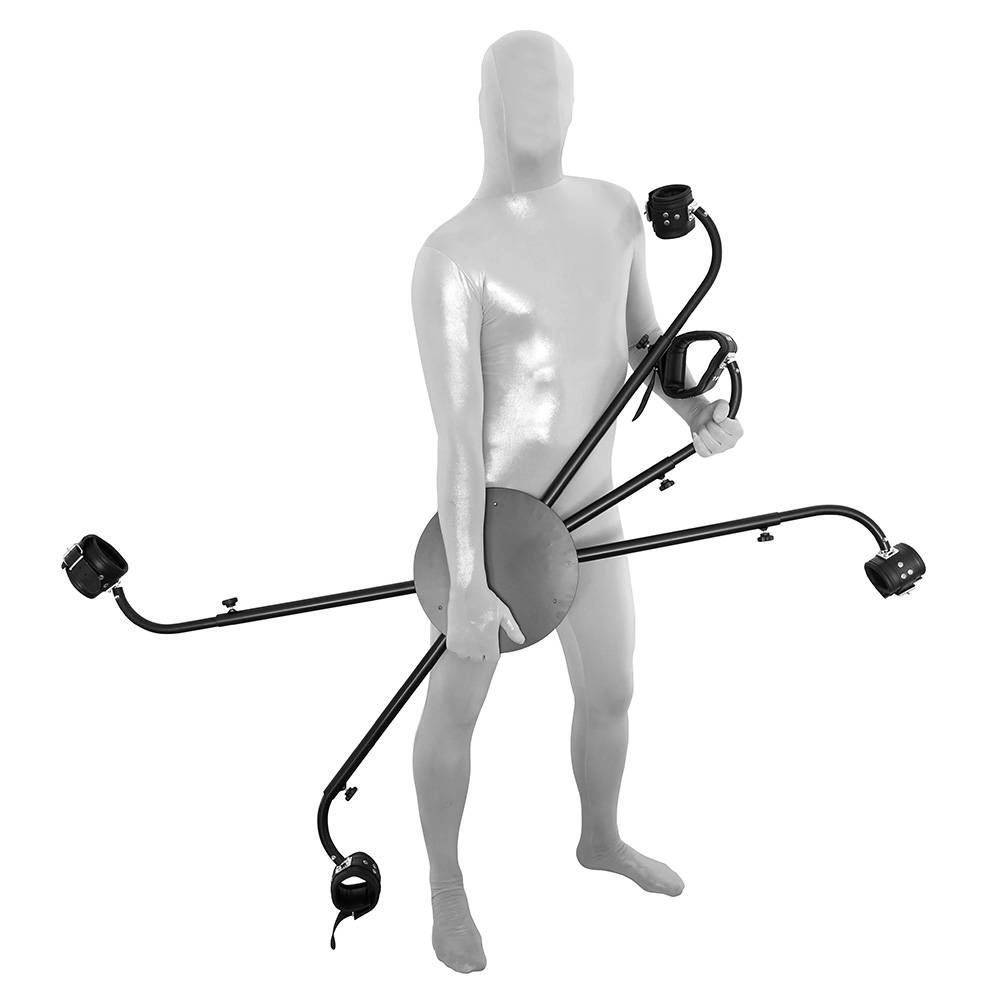 Drehbares Andreaskreuz mit Ledermanschetten & Aufbewahrungstasche