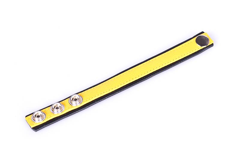 Rainbow Leather Cock Strap - Black & Yellow
