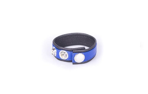 Regenbogen Leder Cock Strap - Schwarz & Blau