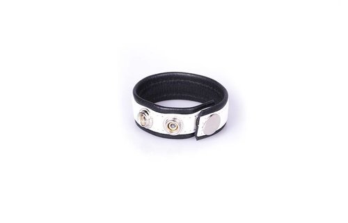 Rainbow Leather Cock Strap - Black & White