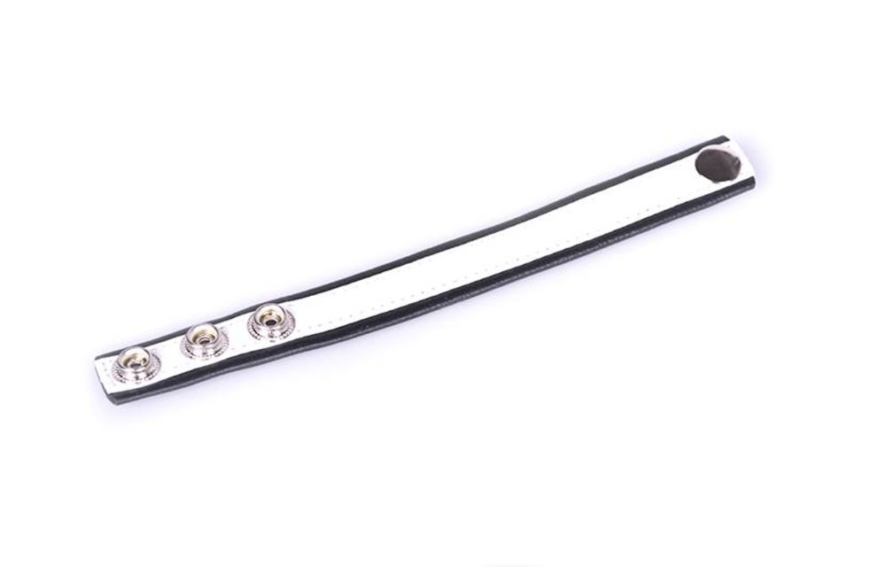 Rainbow Leather Cock Strap - Black & White