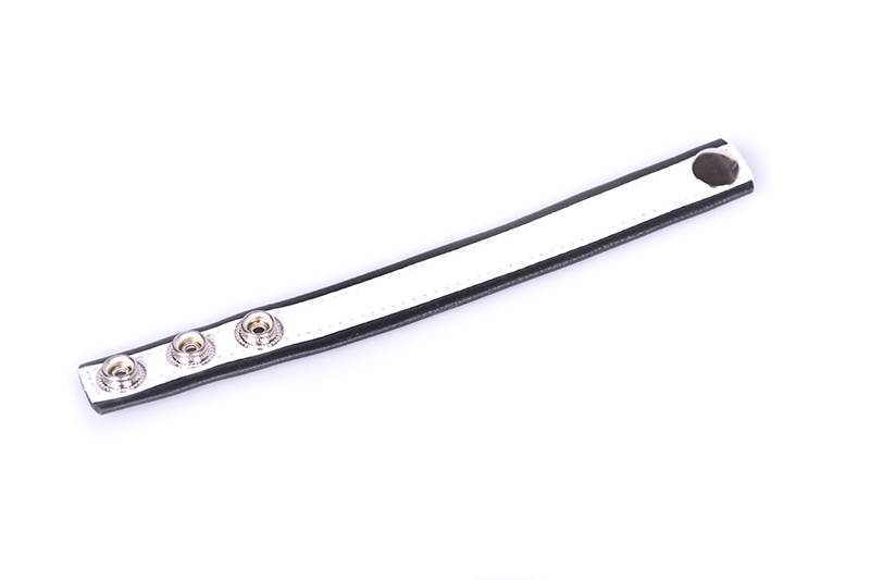 Rainbow Leather Cock Strap - Black & White