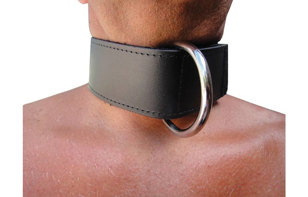 Leren Halsband 5 cm Breed met Duurzaam Klittenband & D-Ring