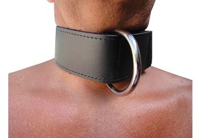 Leather Collar 5 cm Wide with Durable Velcro & D-Ring