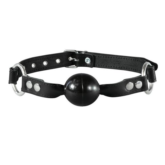 Ballgag Zwart & Rood | Duurzaam Leren Mondstuk 11 cm