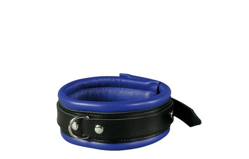 Stabiles Lederhalsband 5 cm Blau – Langlebig & bequem