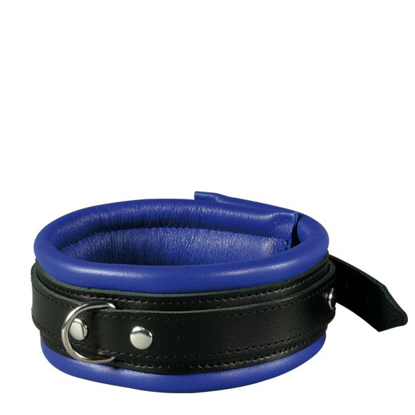 Sturdy Leather Collar 5 cm Blue - Durable & Comfortable