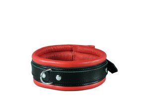 Sturdy Red Leather Collar 5 cm with D-Ring - Kiotos