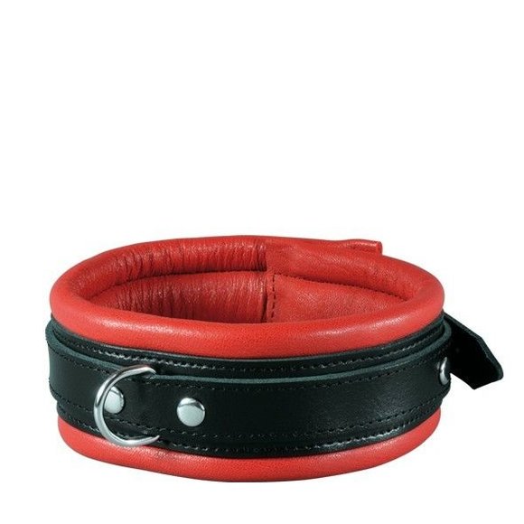 Stevige Rode Leren Halsband 5 cm met D-Ring - Kiotos