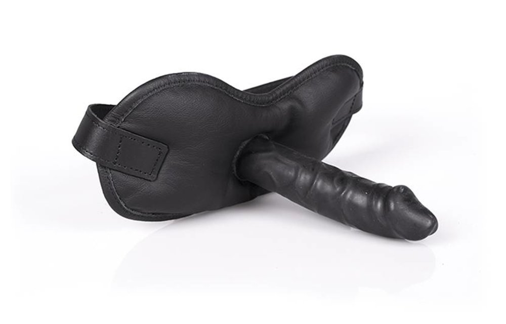 Mouthfuck Gag aus schwarzem Leder mit Penisdesign – Langlebig & Robust