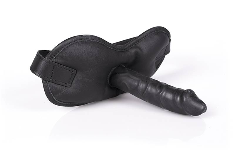Mouthfuck Gag aus schwarzem Leder mit Penisdesign – Langlebig & Robust