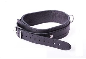 Black Basic Collar in Red Leather with D-Ring | Kiotos