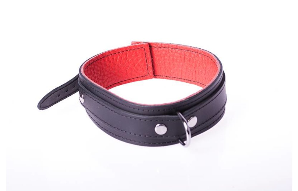 Basic Halsband Rood | Duurzaam Rundleer met D-ring