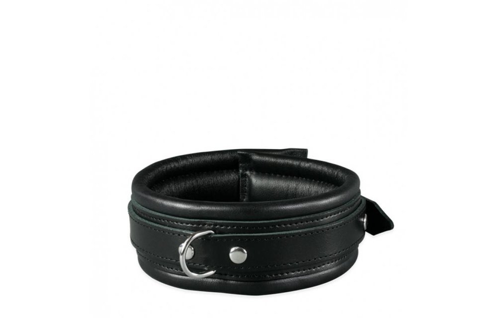 Lederhalsband Schwarz 5 cm | Langlebig & gepolstert