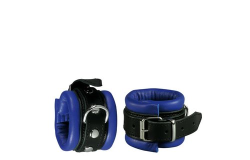 Lederhandschellen 5 cm Blau | Cool & bequem