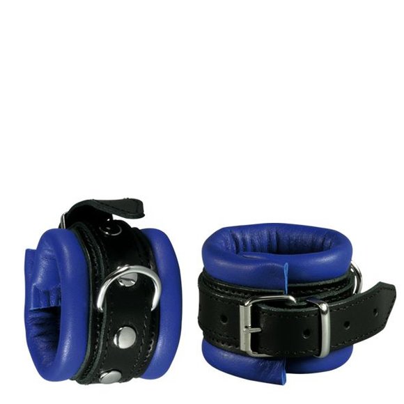 Leather Handcuffs 5 cm Blue | Sturdy & Comfortable