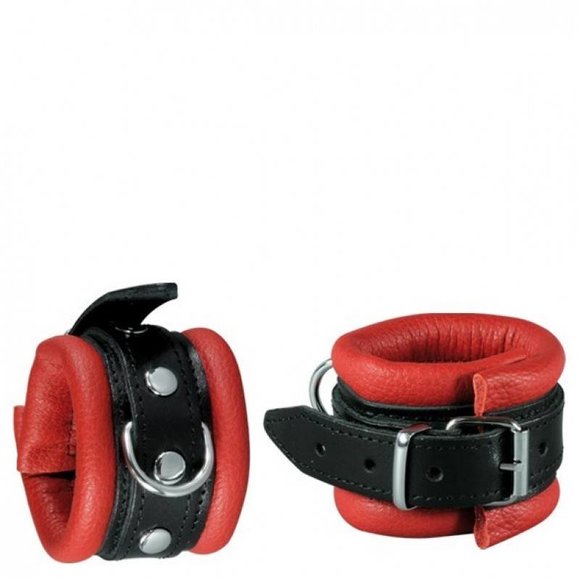 Handschellen Rot 5 cm | Weiches Leder BDSM-Accessoire