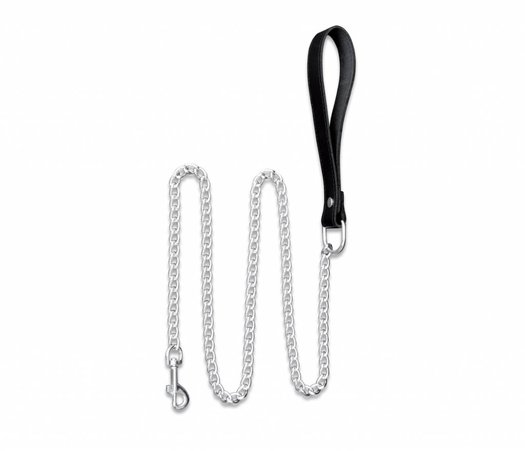 Chain Leash with Leather Handle