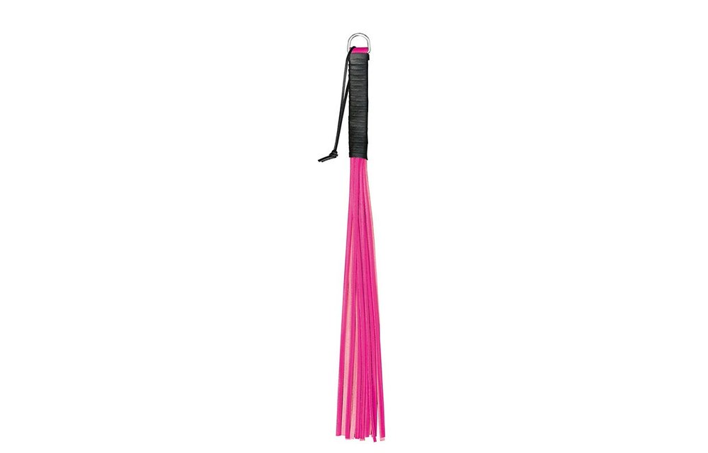 Handy Peitsche Rosa – 56 cm Ledergriff, 16 Stränge