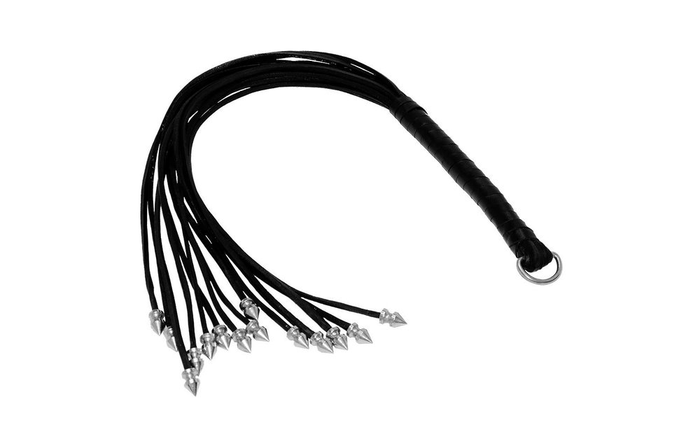 Spiked Whip - Black Leather Whip for True Enthusiasts
