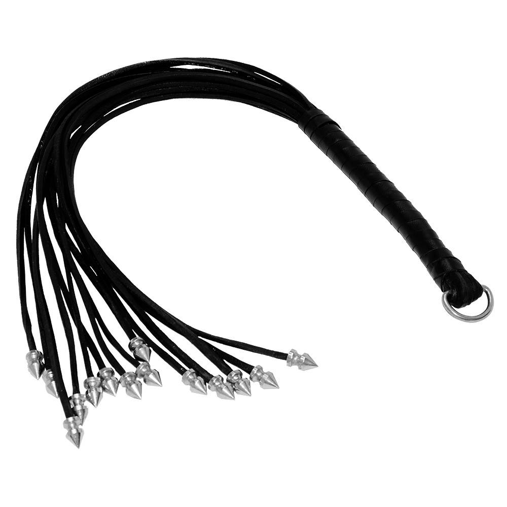 Spiked Whip - Black Leather Whip for True Enthusiasts