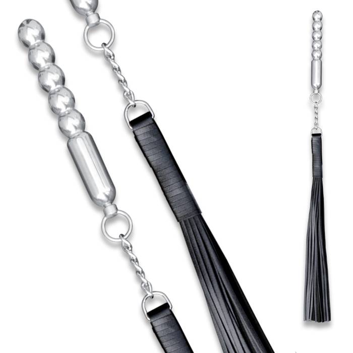 Rotating Leather Whip with Aluminium Dildo – 18 cm