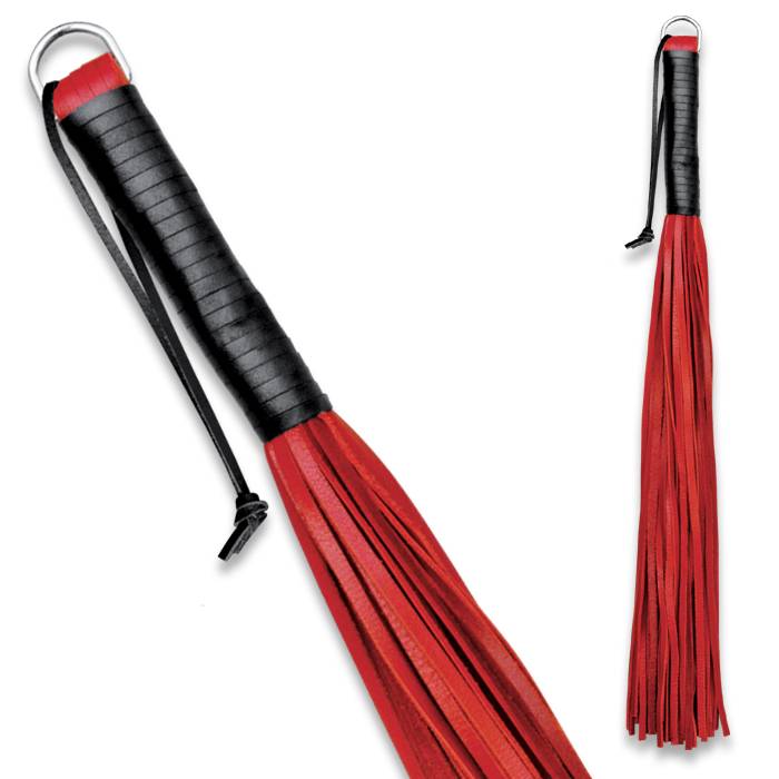 Soft leather whip 48 straps - 60 cm strong grip