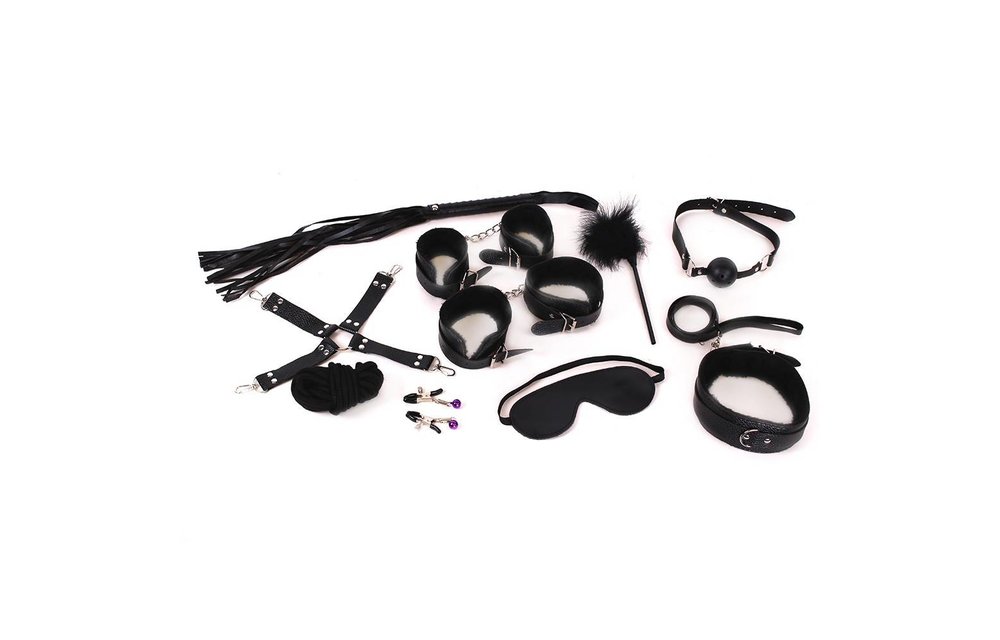 Bondage-Set Elfteilig | Komplettes BDSM-Fantasy-Kit Schwarz