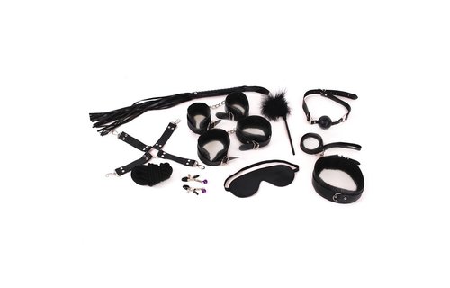 Bondage-Set Elfteilig | Komplettes BDSM-Fantasy-Kit Schwarz