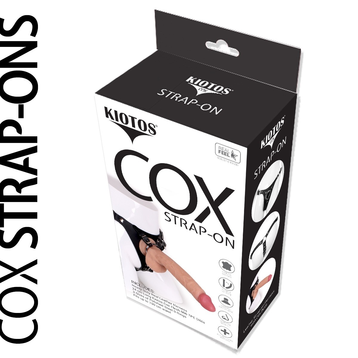 Kiotos COX Strap-On + Dildo 24 cm | Leer Harnas & Veilig