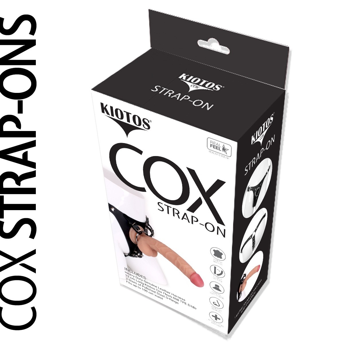 Kiotos COX Strap-On + Dildo 22 cm | Leren Harnas 100 cm
