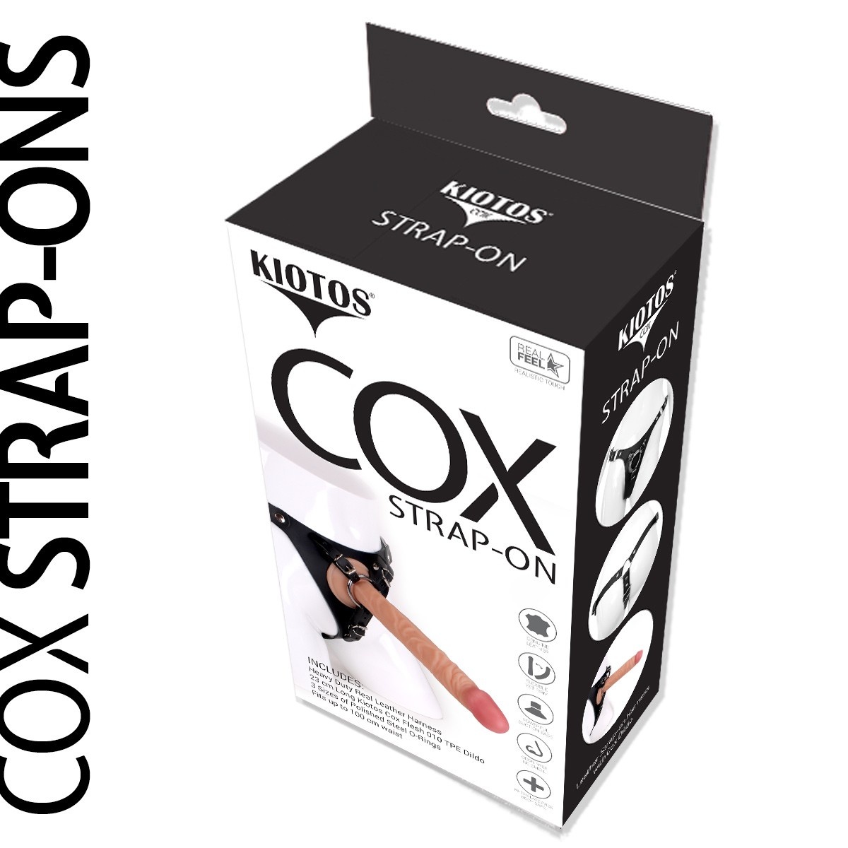 Kiotos COX Strap-On + Dildo 23 cm | Leather Harness & TPE