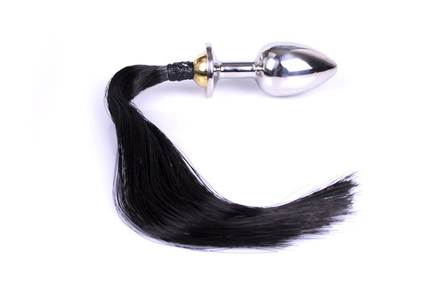 Butt Plug with Pony Tail Black 15 cm – Animalistic Pleasure