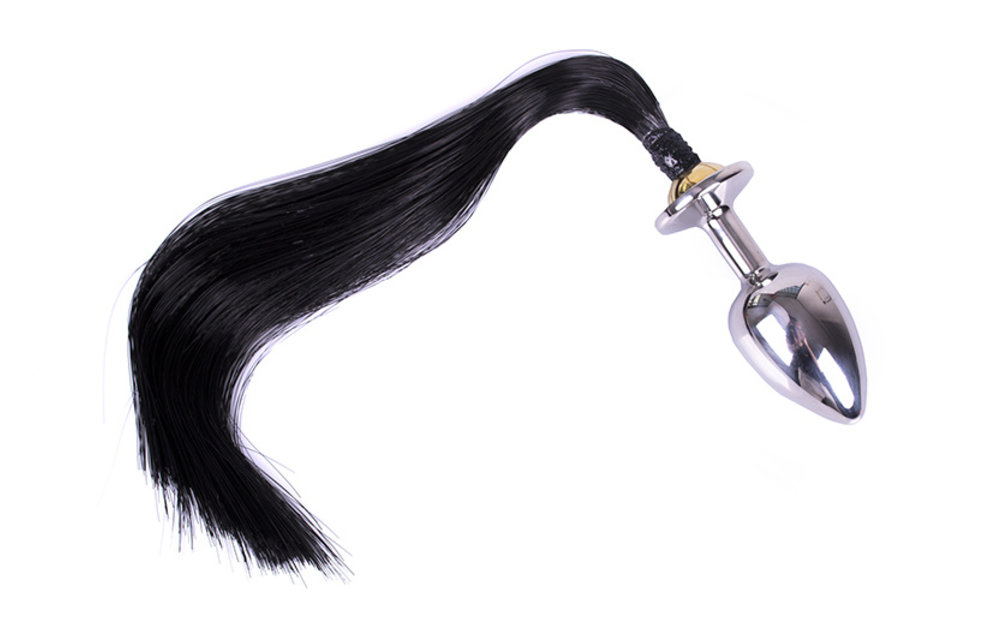 Buttplug Met Paardenstaart Zwart 15cm – Dierlijk Genot