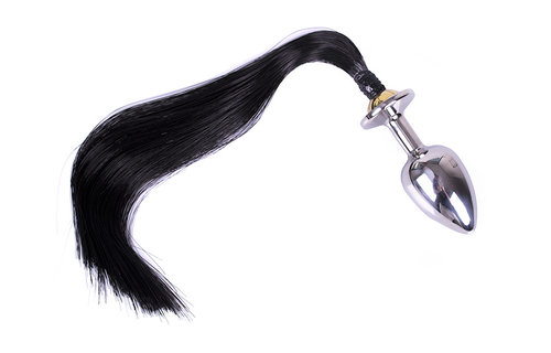 Buttplug Met Paardenstaart Zwart 15cm – Dierlijk Genot