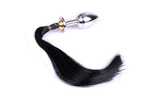 Butt Plug with Pony Tail Black 15 cm – Animalistic Pleasure